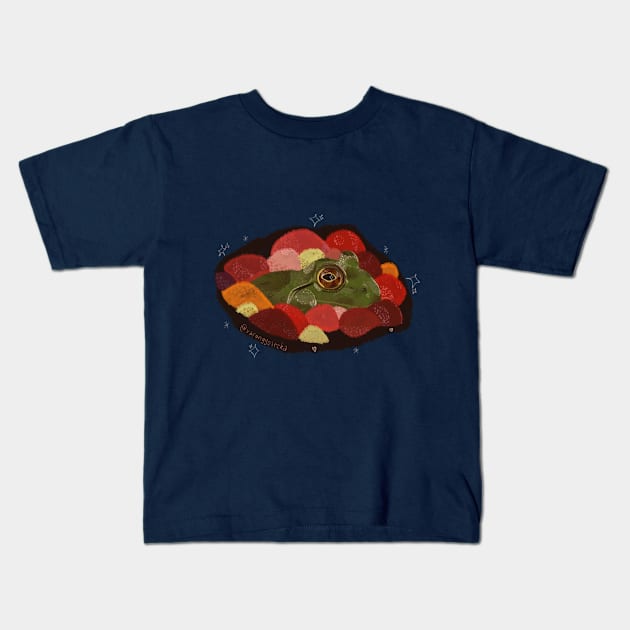 Frog and cranberries Kids T-Shirt by varangyosreka